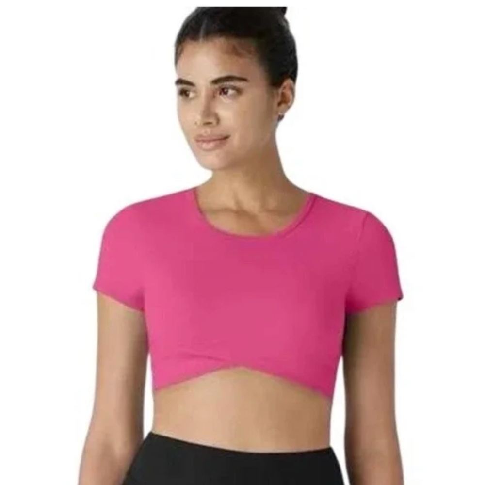 Halara SoftlyZero Plush Crossover Hem Cropped Top… - image 1